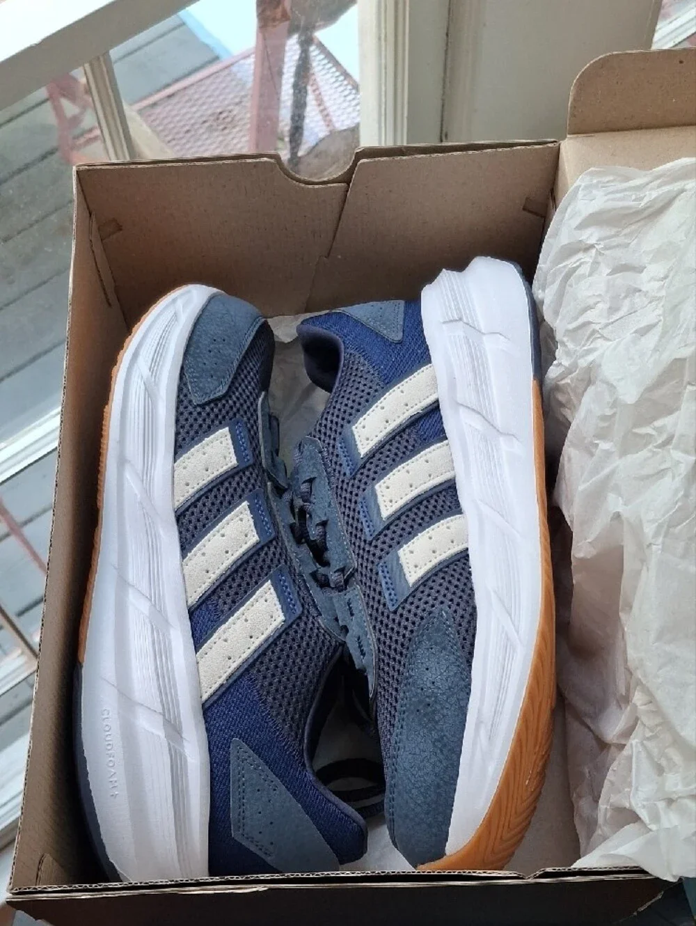 adidas Navy and White Running Sneakers